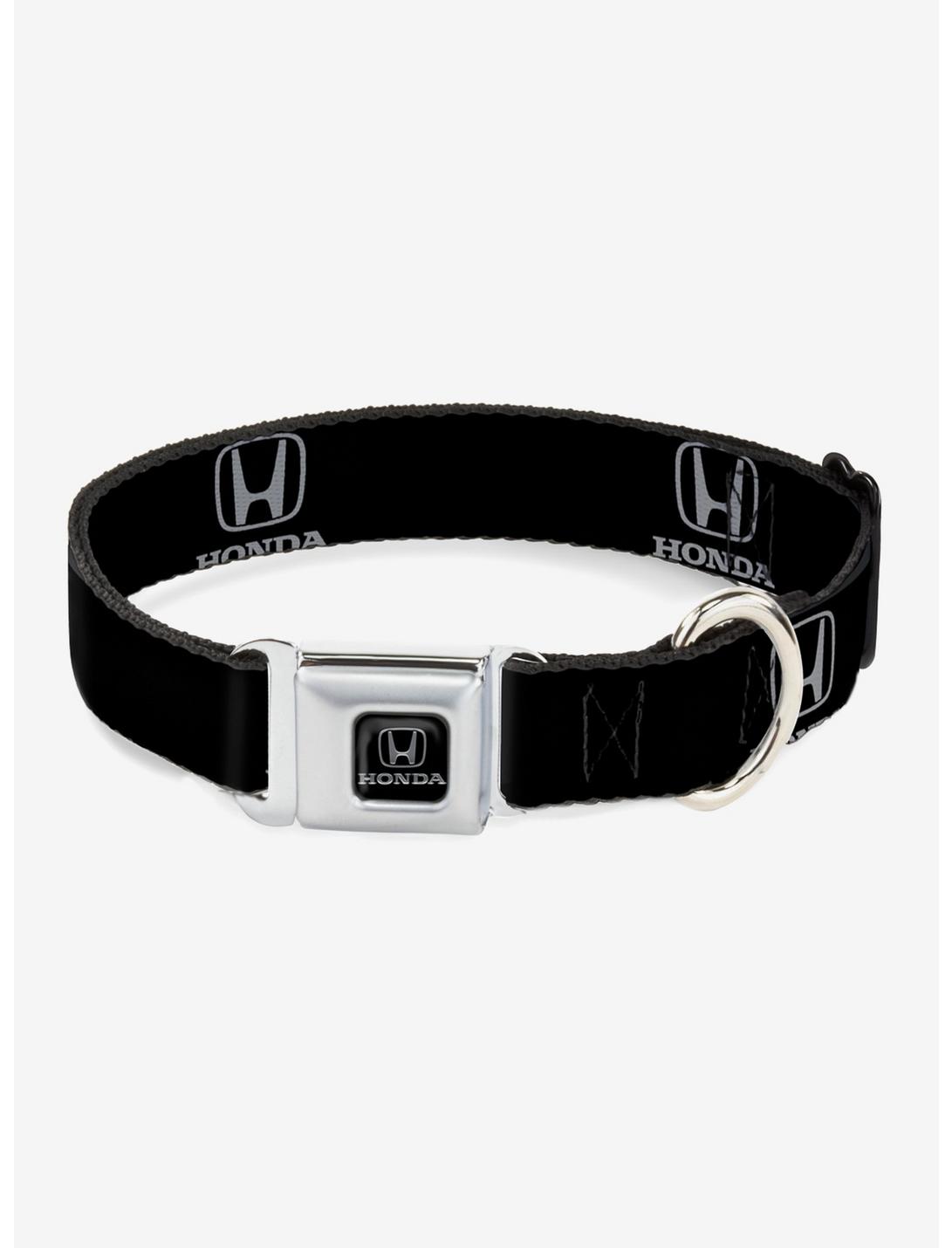 Honda Logo Black Silver Seatbelt Buckle Dog Collar, BLACK, hi-res