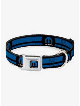 Mopar Logo Stripe Black Blue Seatbelt Buckle Dog Collar, , hi-res