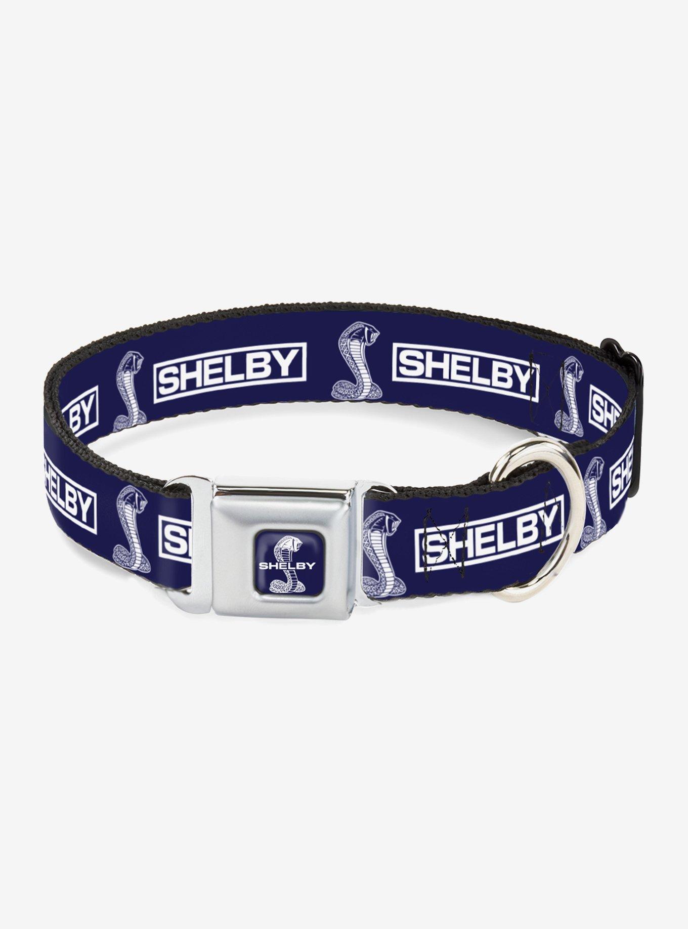 Shelby Box And Super Snake Cobra Blue White Seatbelt Buckle Dog Collar, BLUE, hi-res