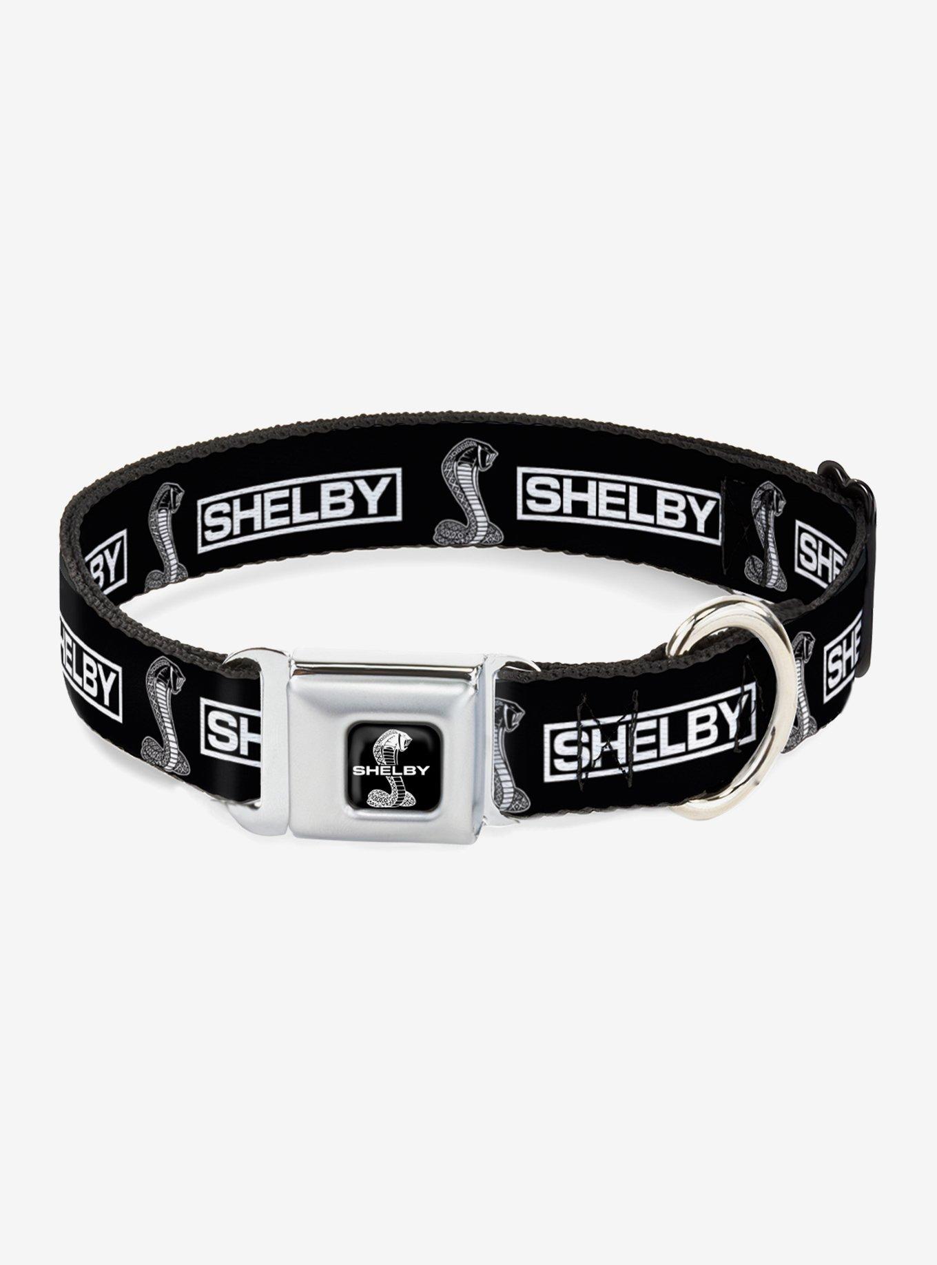 Shelby Box Logo And Super Snake Cobra Seatbelt Buckle Dog Collar, BLACK, hi-res
