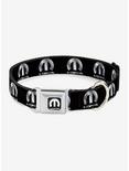 Mopar Logo Repeat Black Silver Gradient Seatbelt Buckle Dog Collar, BLACK, hi-res