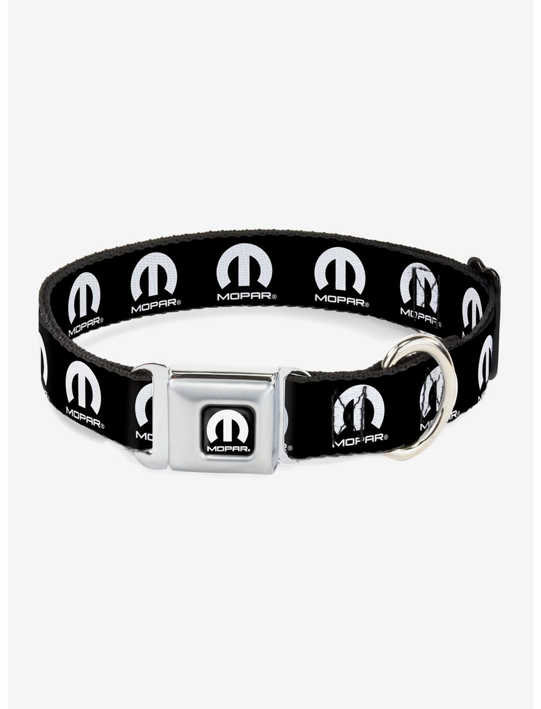 Mopar Logo Repeat Black White Seatbelt Buckle Dog Collar, BLACK, hi-res