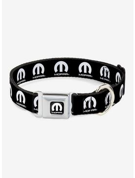Mopar Logo Repeat Black White Seatbelt Buckle Dog Collar, , hi-res