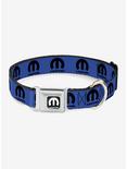 Mopar Logo Repeat Blue Black Seatbelt Buckle Dog Collar, BLUE, hi-res
