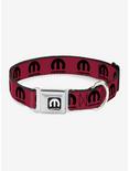 Mopar Logo Repeat Fuchsia Black Seatbelt Buckle Dog Collar, PINK, hi-res