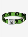 Mopar Logo Repeat Green Black Seatbelt Buckle Dog Collar, GREEN, hi-res