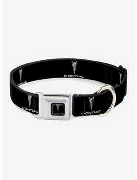 Pontiac Black Silver Logo Repeat Seatbelt Buckle Dog Collar, , hi-res