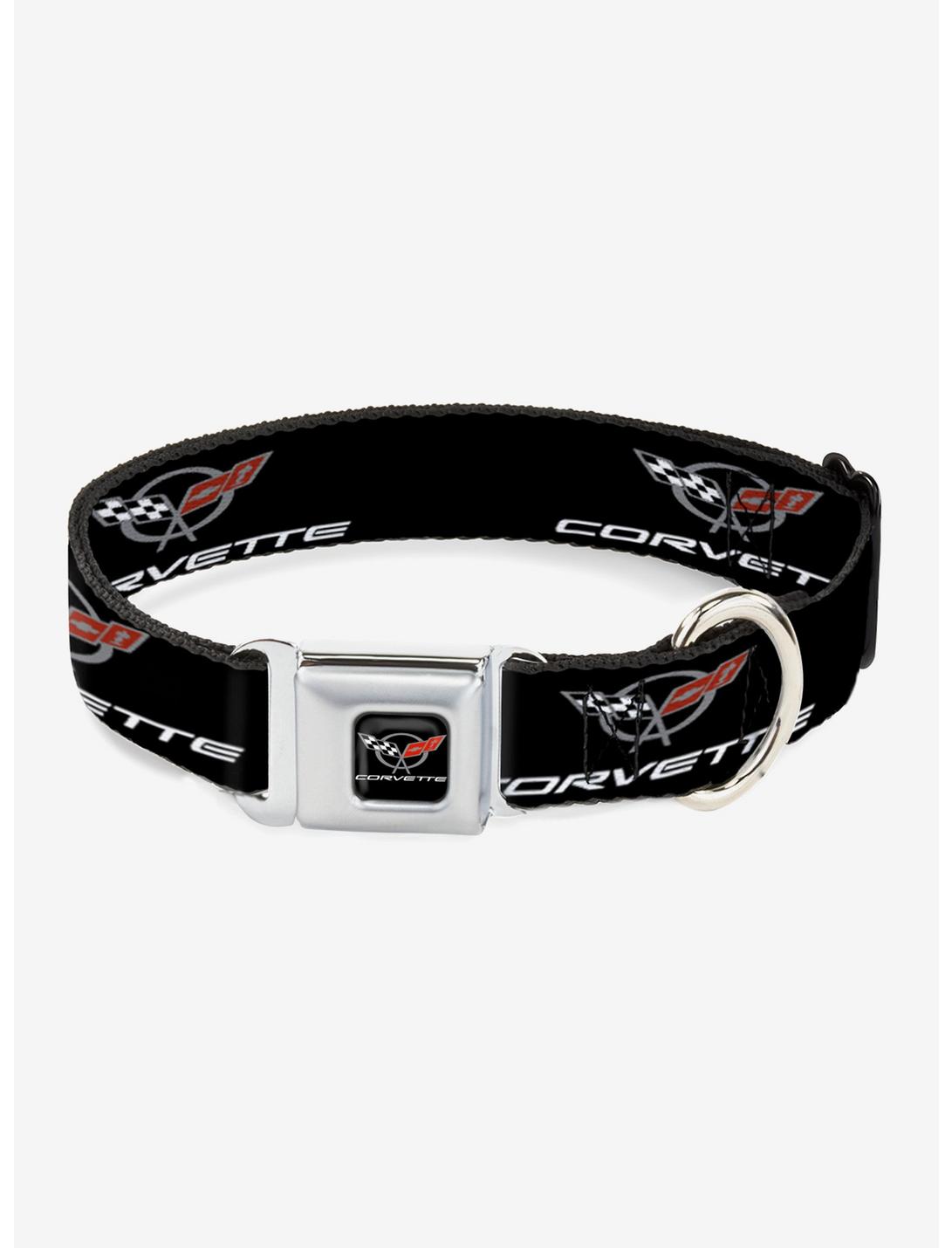 Corvette C5 Logo Seatbelt Buckle Dog Collar, BLACK, hi-res