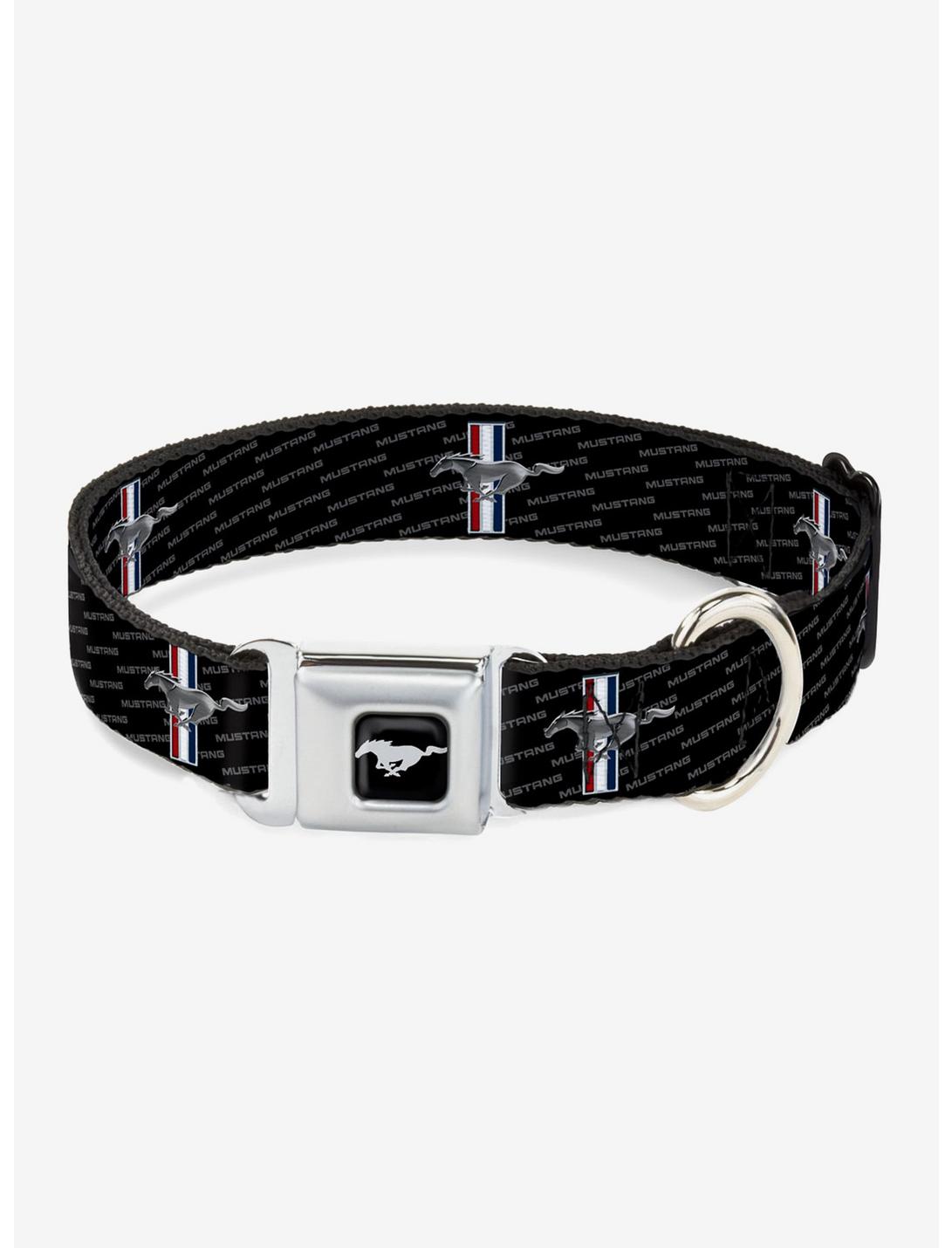 Ford Mustang Bars Repeat Text Seatbelt Buckle Dog Collar, MULTICOLOR, hi-res
