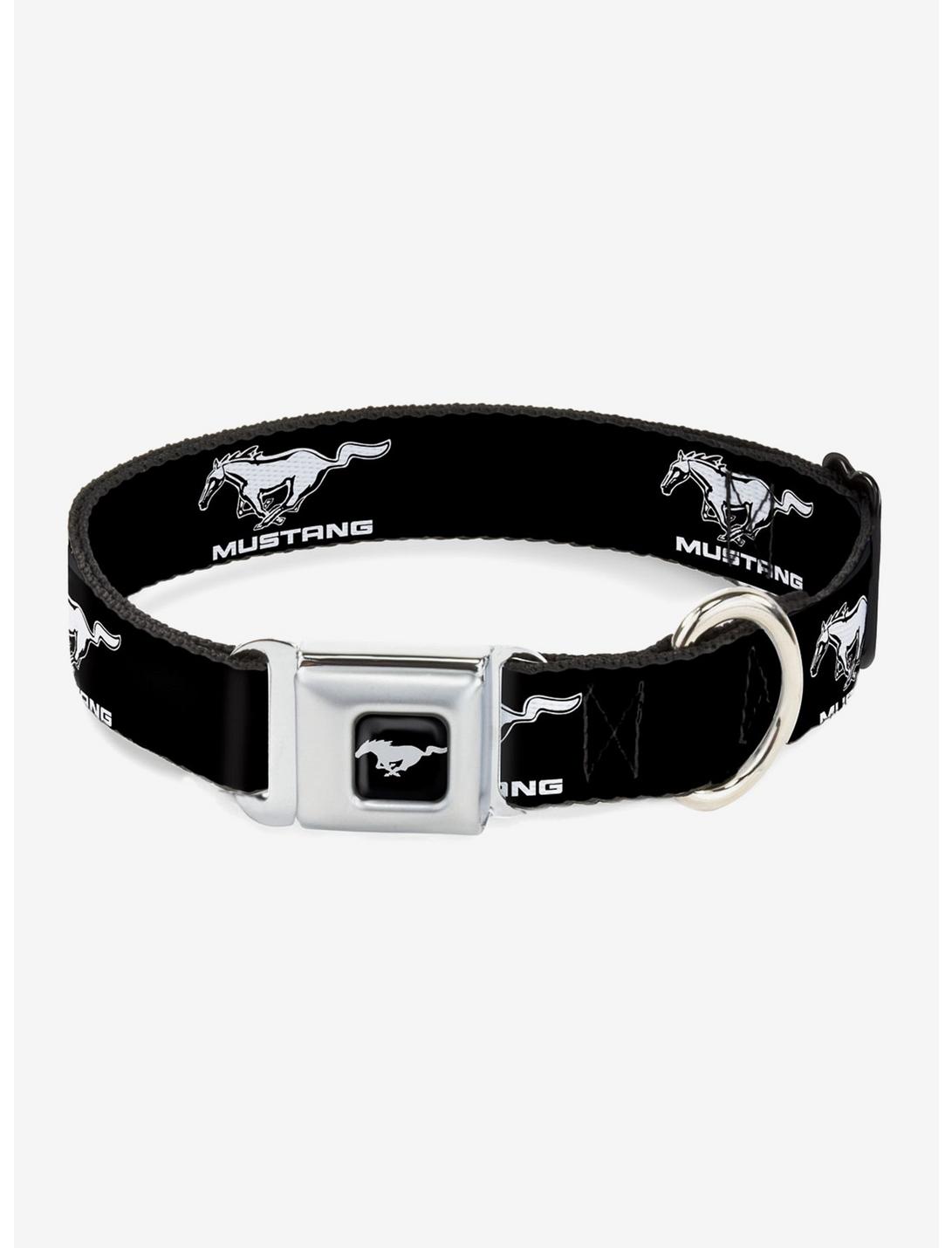 Ford Mustang Black White Logo Repeat Seatbelt Buckle Dog Collar, MULTICOLOR, hi-res