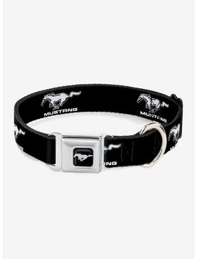 Ford Mustang Black White Logo Repeat Seatbelt Buckle Dog Collar, , hi-res