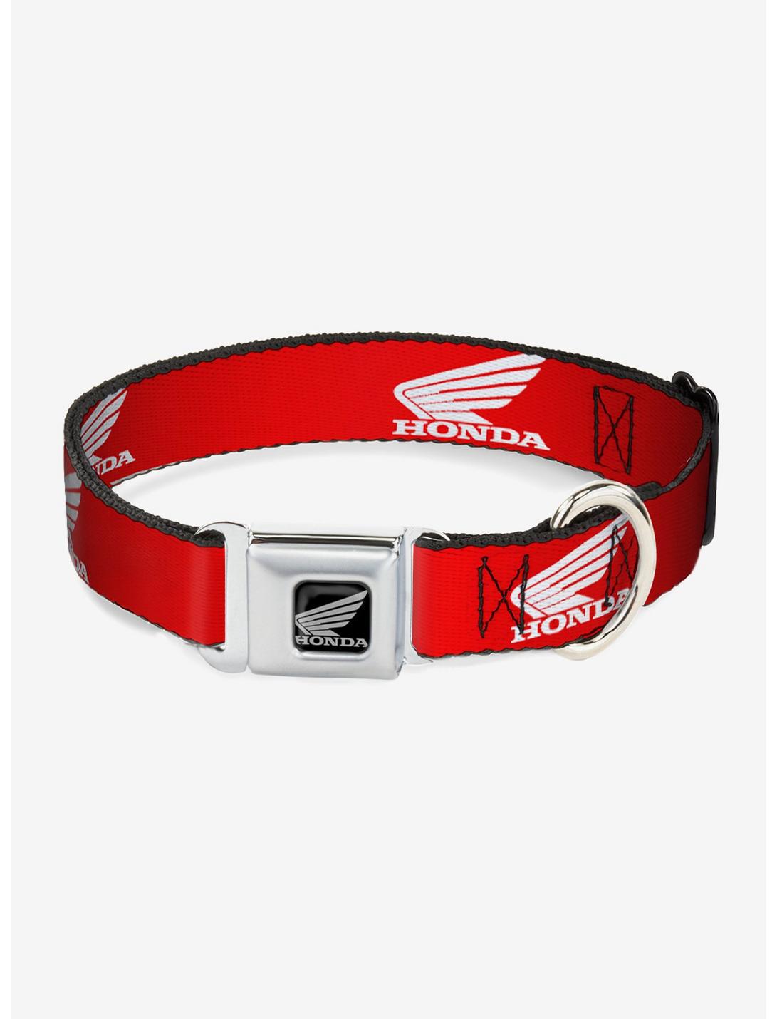 Honda Motorcycle Logo Red White Seatbelt Buckle Dog Collar, RED, hi-res
