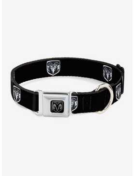 Ram Black Silver Logo Seatbelt Buckle Dog Collar, , hi-res
