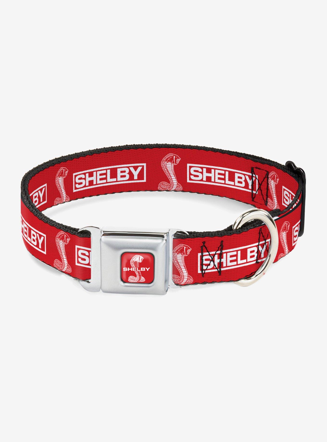 Shelby Box And Super Snake Cobra Red White Seatbelt Buckle Dog Collar, , hi-res