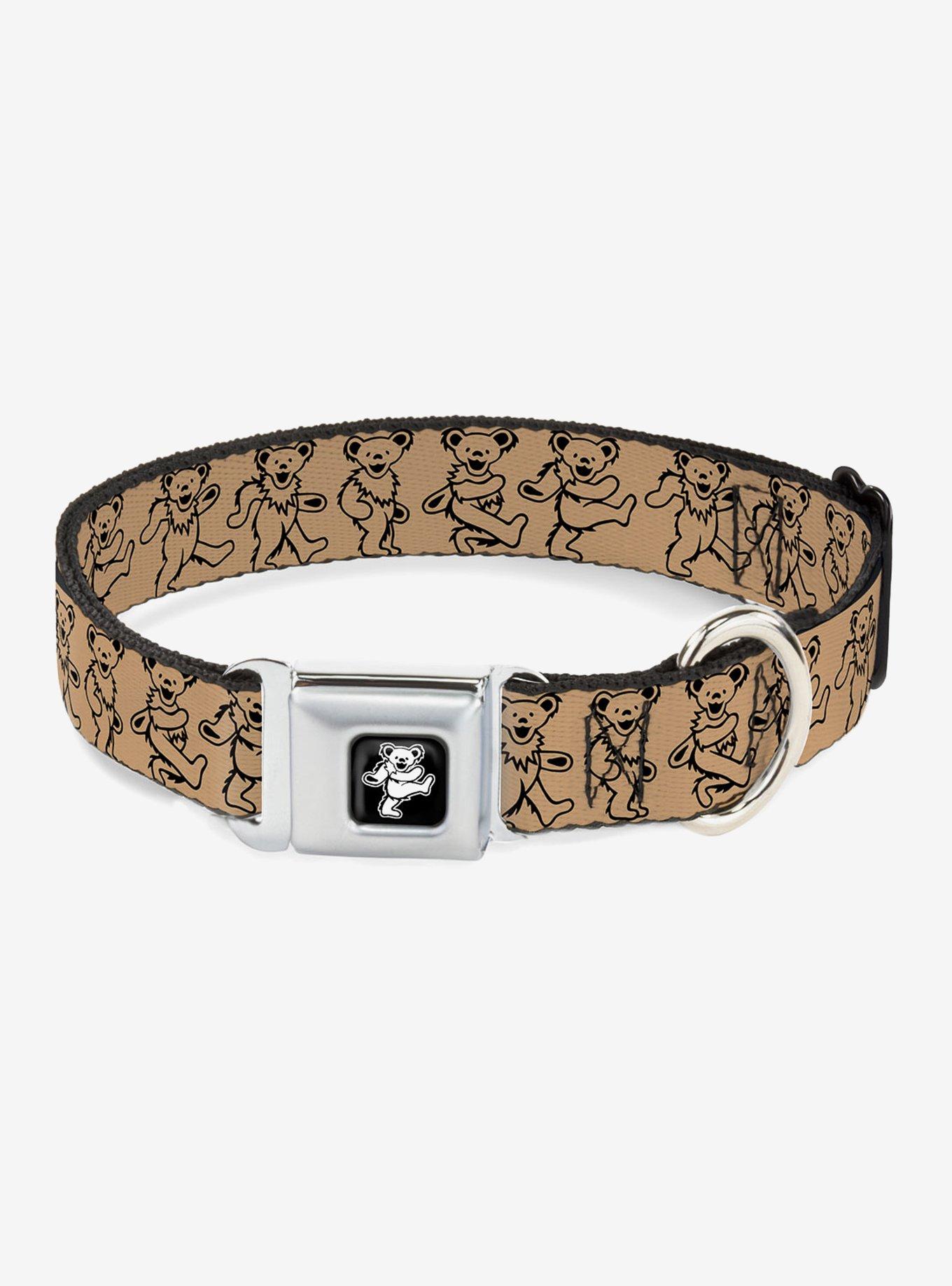 Grateful Dead Dancing Bears Seatbelt Buckle Dog Collar, BEIGE, hi-res