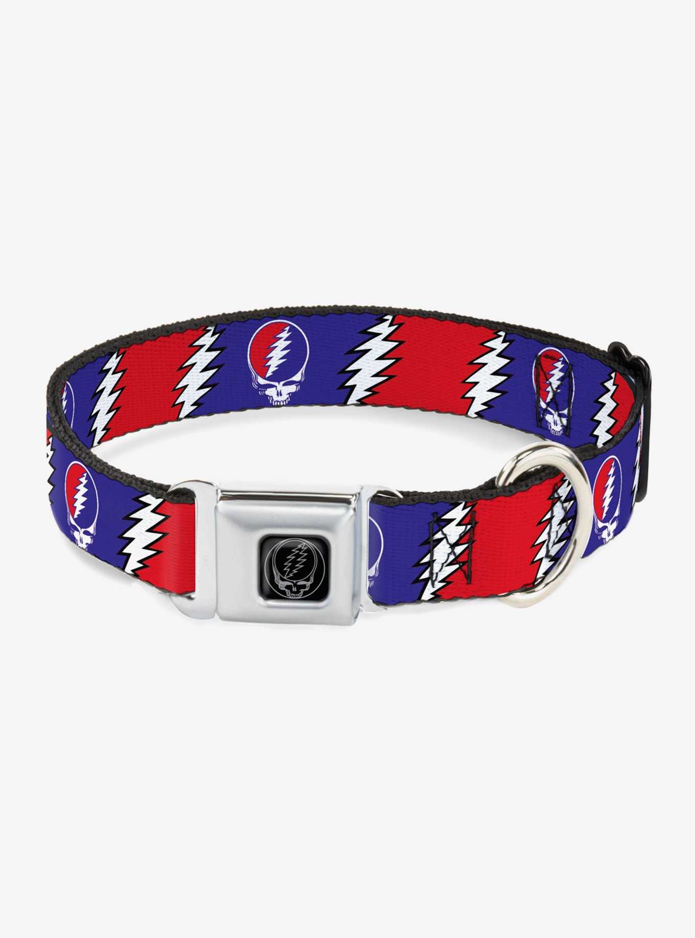 Grateful Dead Steal Your Face Lightning Bolt Seatbelt Buckle Dog Collar, , hi-res