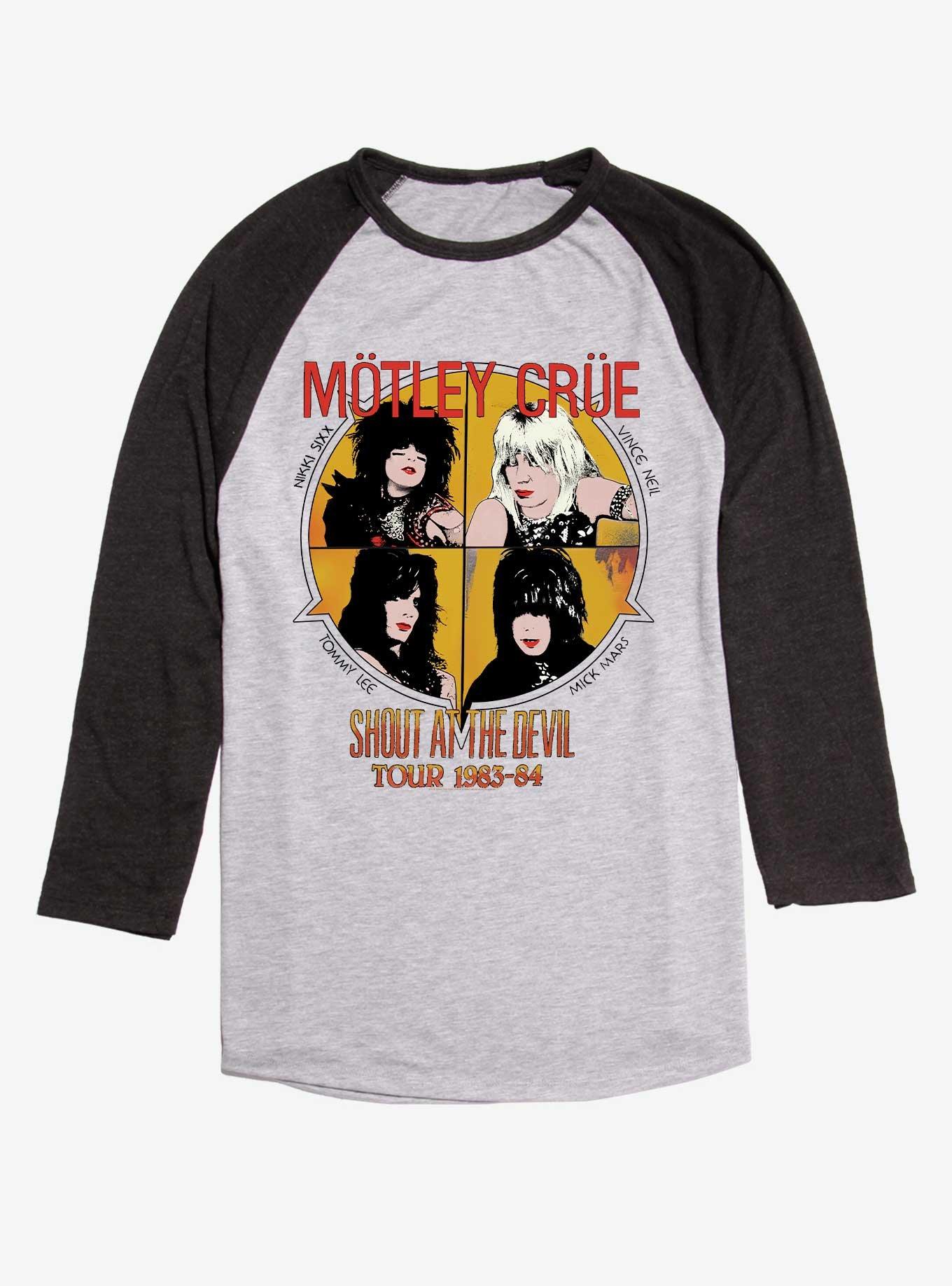 Motley Crue Shout At The Devil Tour 1983 84 Raglan T Shirt BLACK Hot Topic