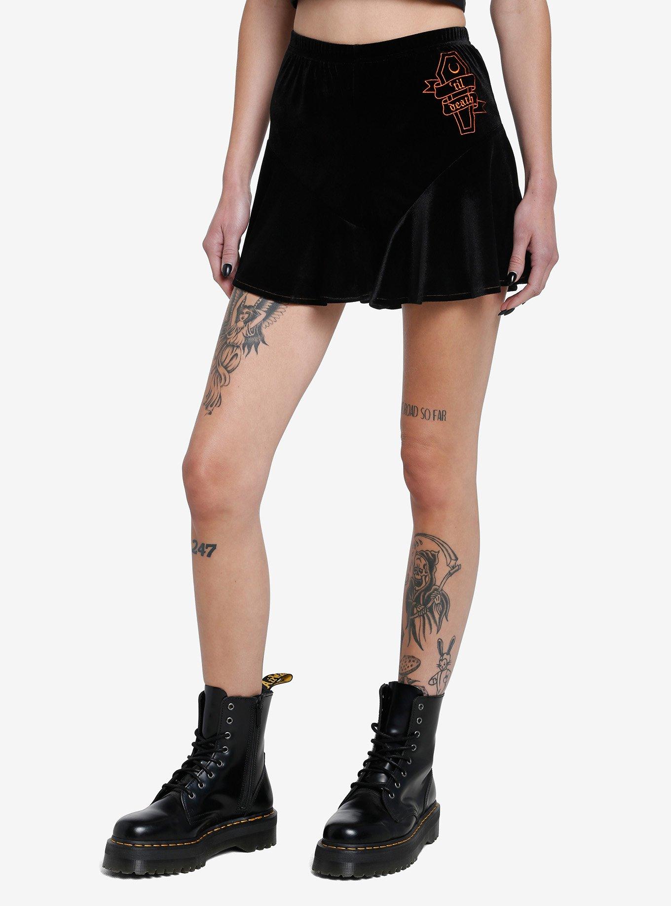 Thorn & Fable 'Til Death Velvet Flutter Lounge Shorts, BLACK, hi-res