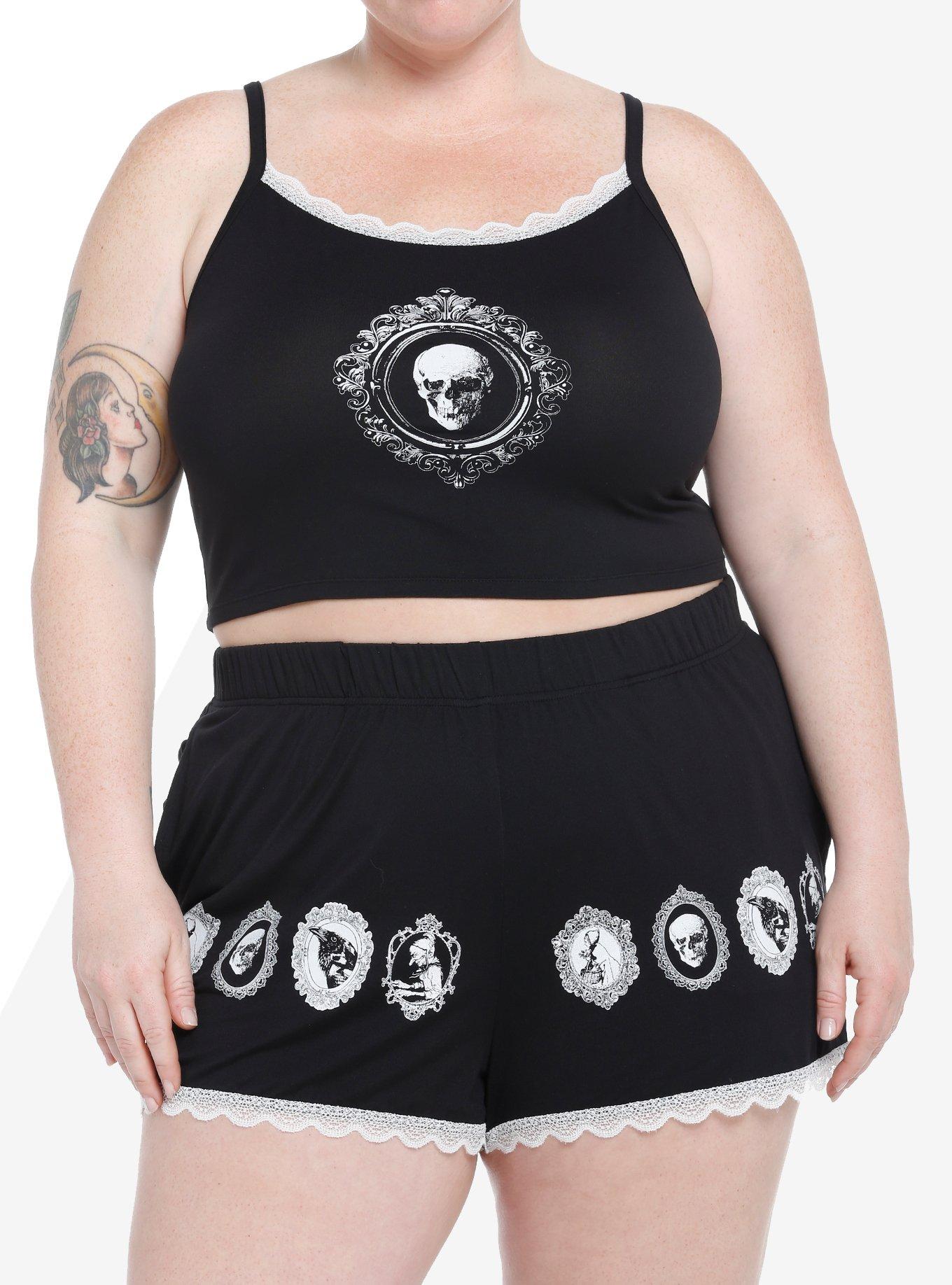 Skull Raven Cameo Girls Lounge Set Plus Size, , hi-res