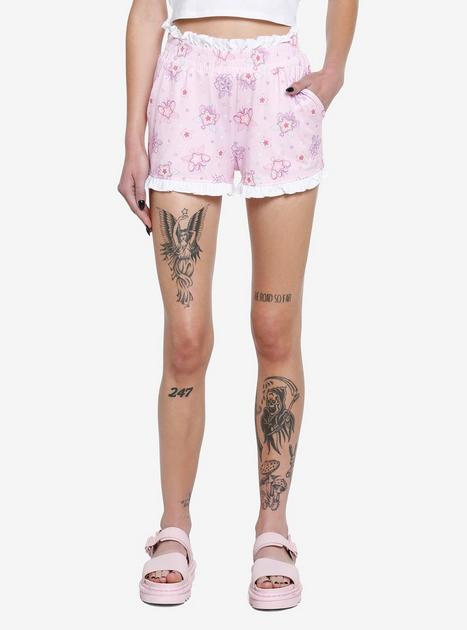 TFFR Women Soft Comfy Sleep Shorts Sweet Ruffles Lace Spliced Bow Elastic  Waist Pajama Lounge Homewear