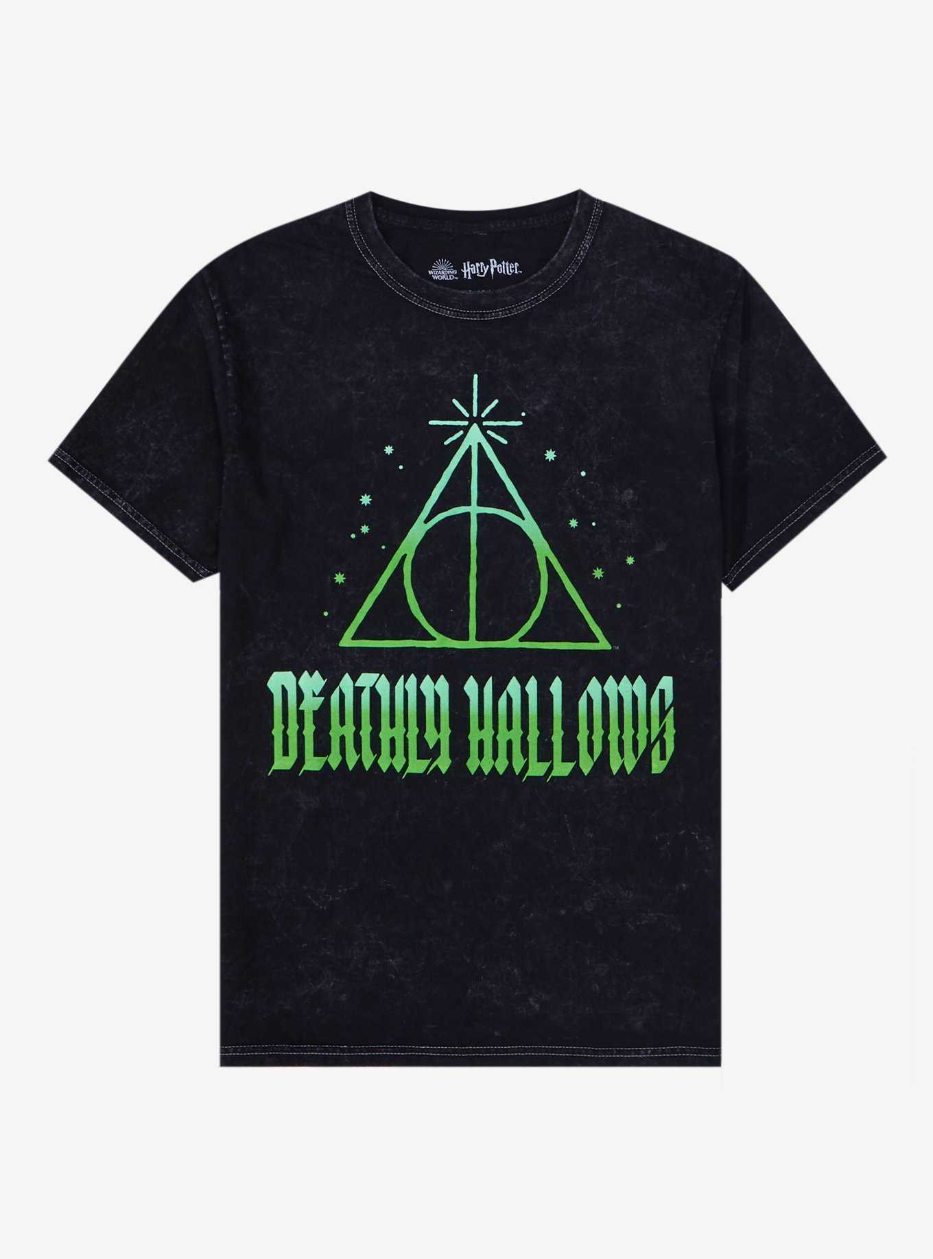 Harry Potter Deathly Hallows Heavy Metal Font Boyfriend Fit Girls T-Shirt, , hi-res