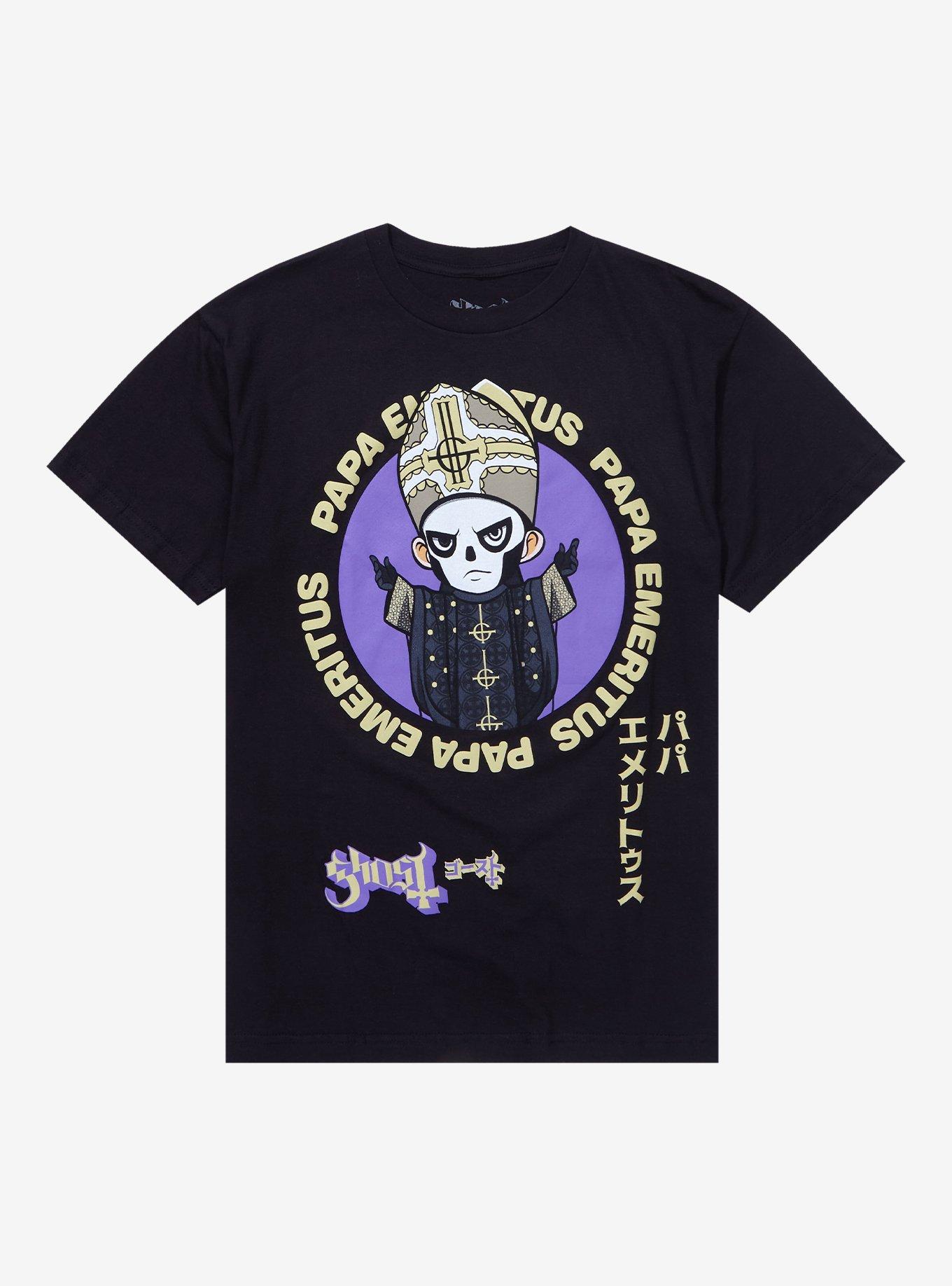 Ghost Papa Emeritus Chibi Boyfriend Fit Girls T-Shirt, BLACK, hi-res