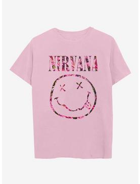 Nirvana Floral Smile Logo Boyfriend Fit Girls T-Shirt, , hi-res