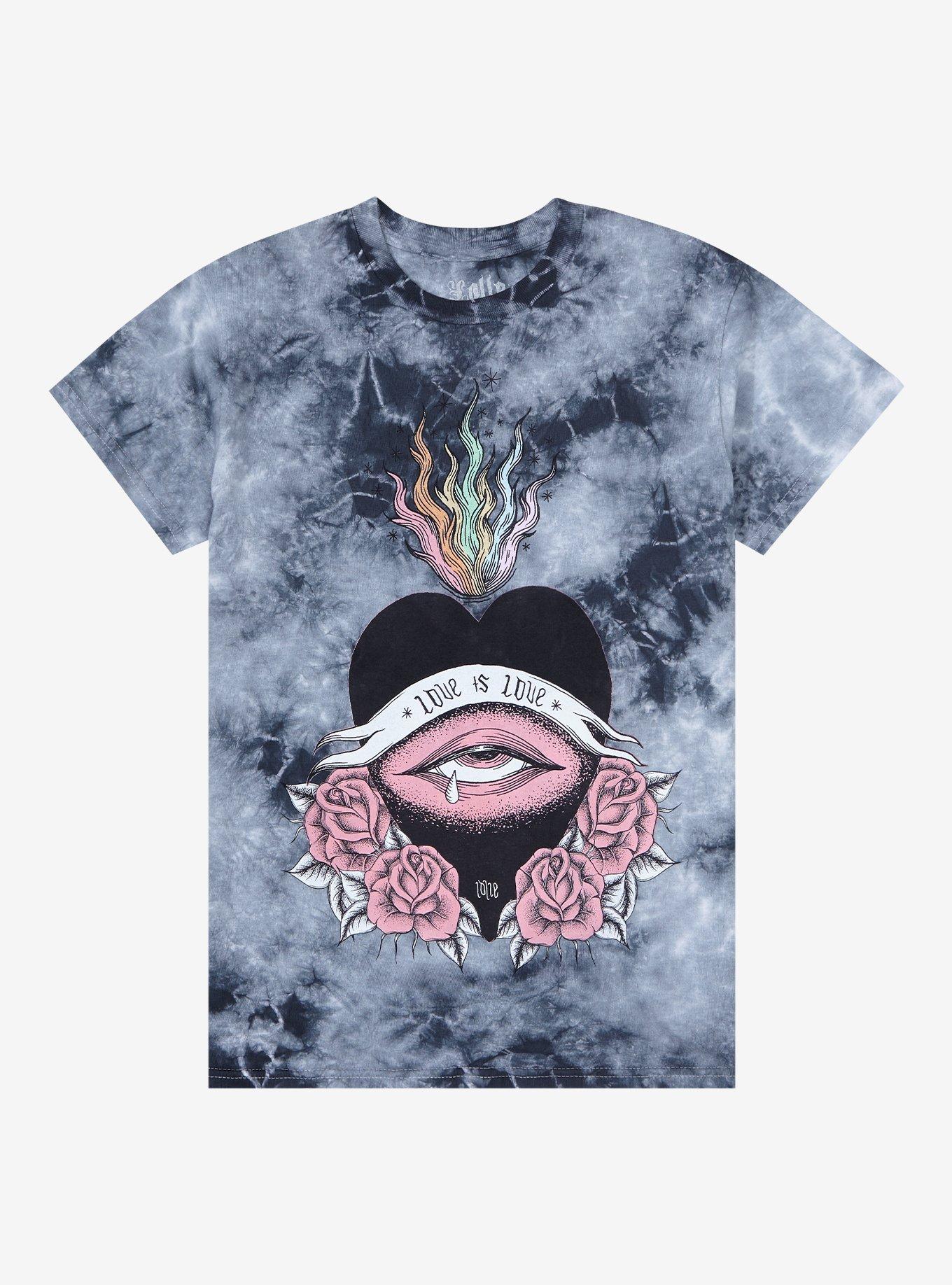 LOLL3 Oddities Shop Love Is Love Tie-Dye Boyfriend Fit Girls T-Shirt, MULTI, hi-res