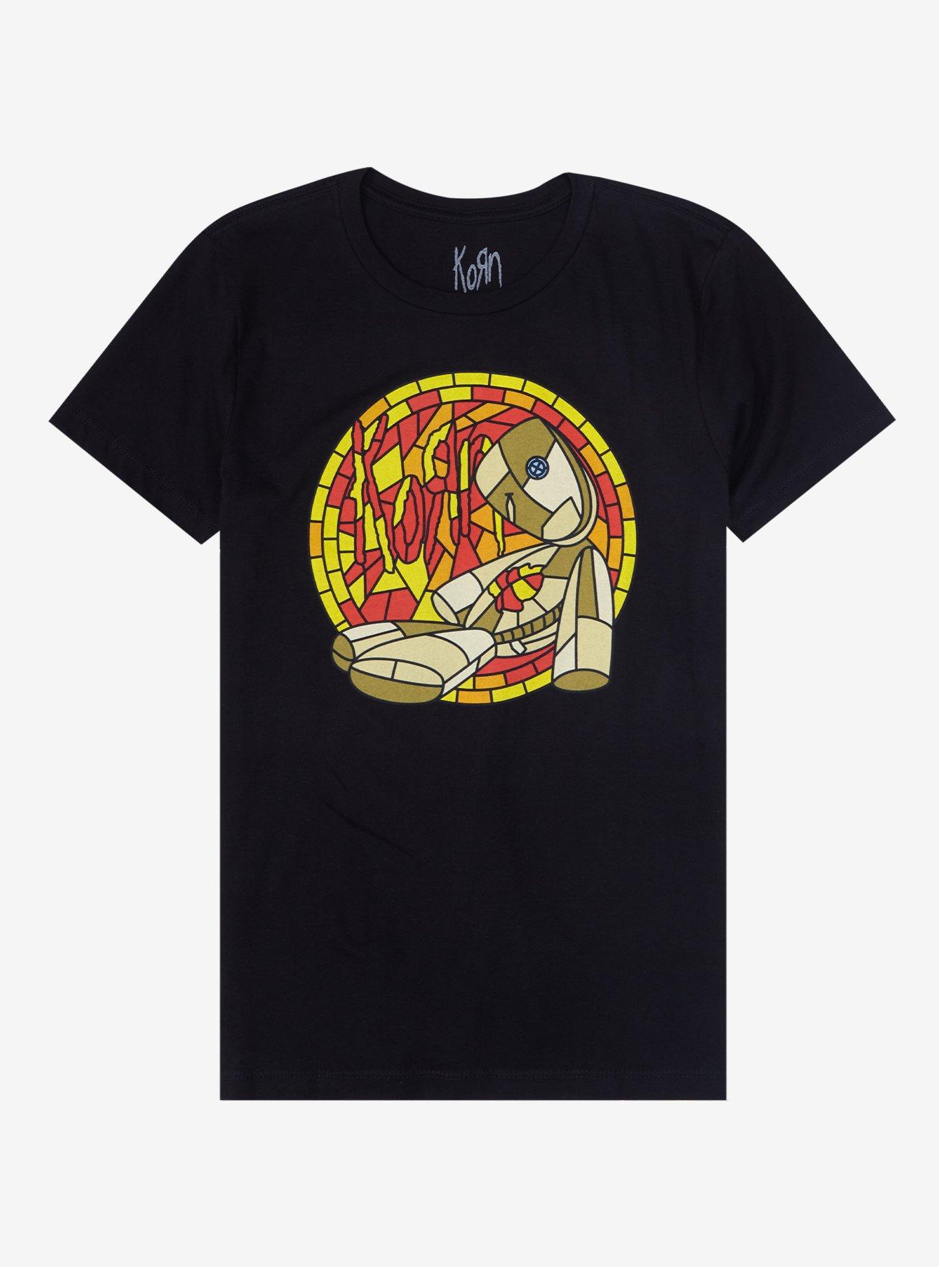 Korn Stained Glass Boyfriend Fit Girls T-Shirt, BLACK, hi-res