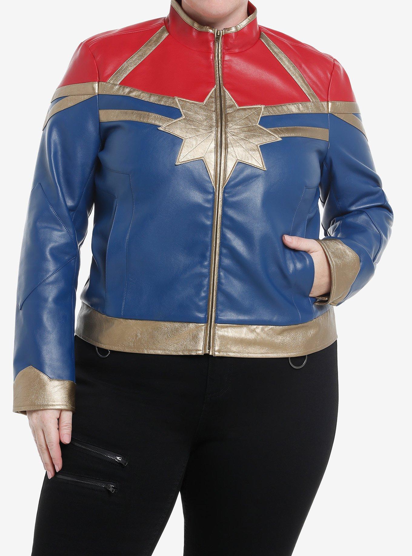 Her Universe Marvel The Marvels Captain Faux Leather Girls Jacket Plus