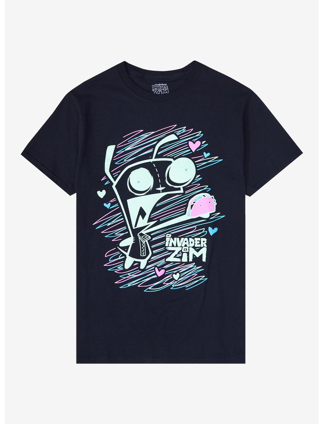 Invader Zim GIR Neon Scribble Boyfriend Fit Girls T-Shirt, MULTI, hi-res