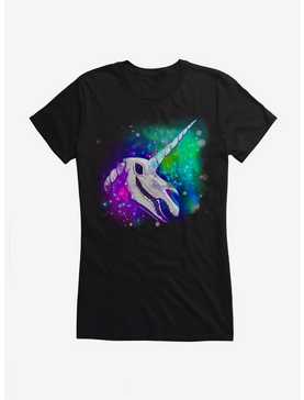 Cosmic Rainbow Unicorn Skull Girls T-Shirt by Rose Catherine Khan, , hi-res