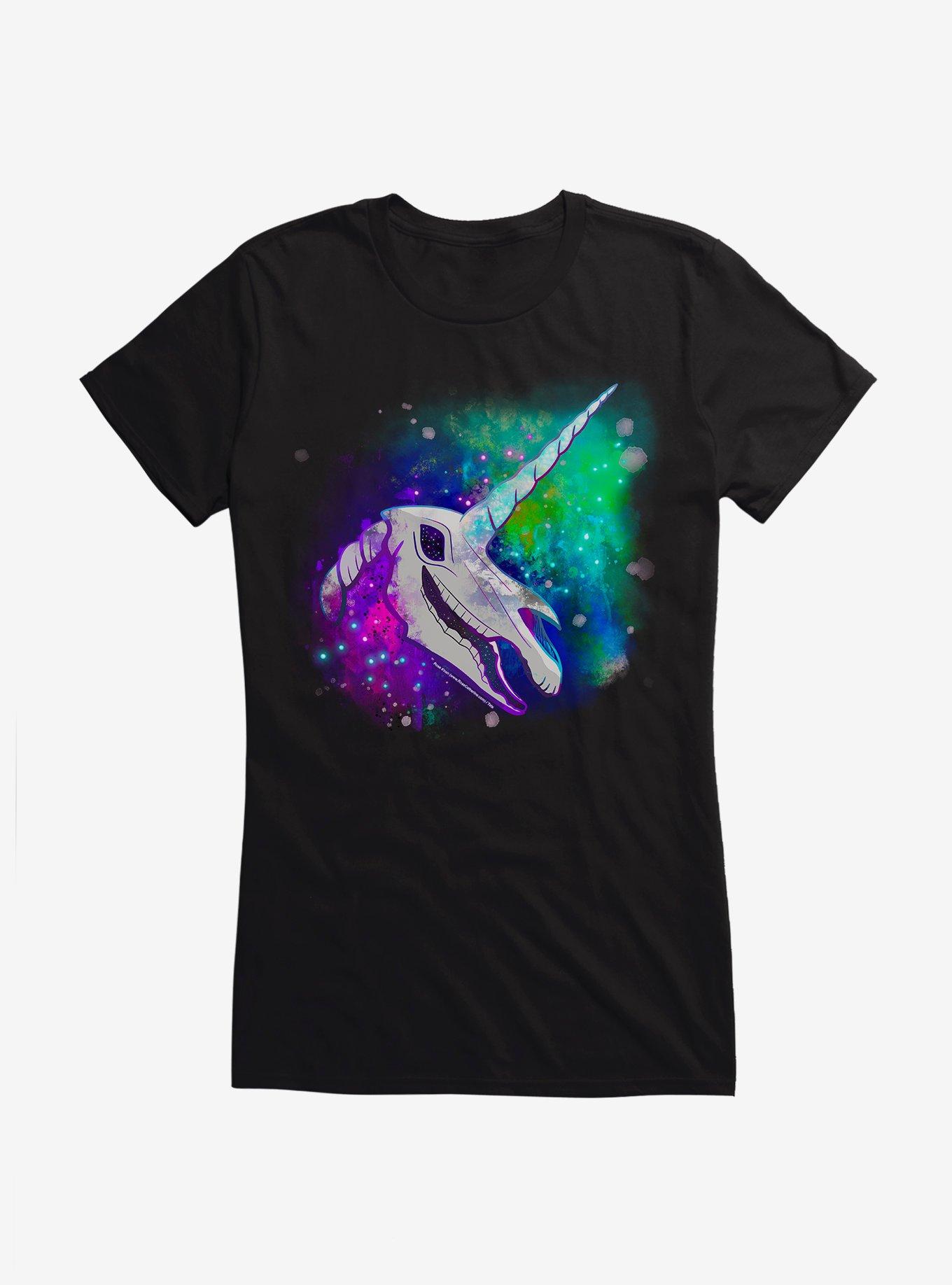 Cosmic Rainbow Unicorn Skull Girls T-Shirt by Rose Catherine Khan, , hi-res