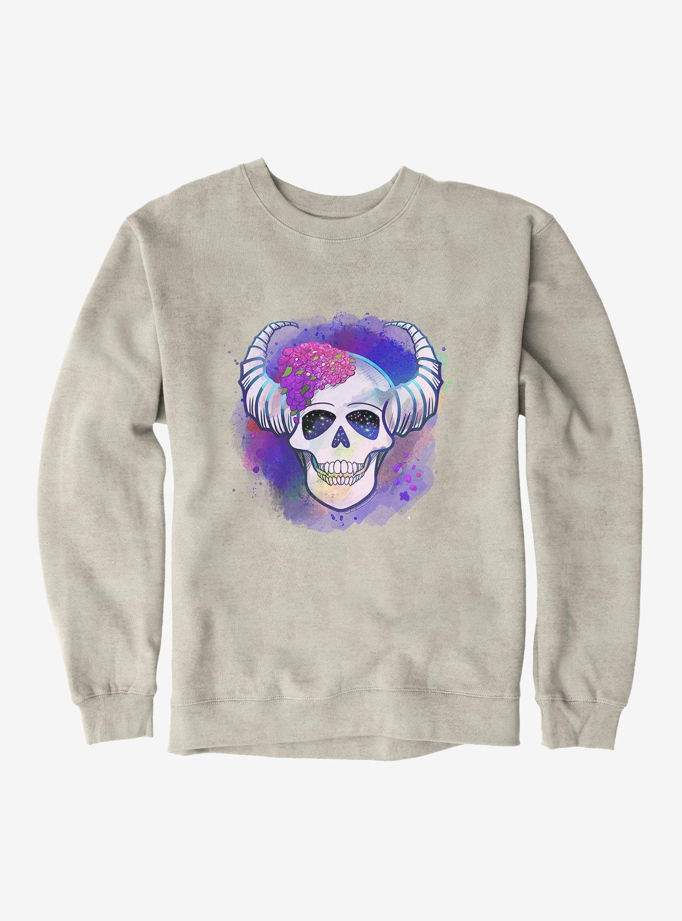 Floral Skull Sweatshirt by Rose Catherine Khan, OATMEAL HEATHER, hi-res