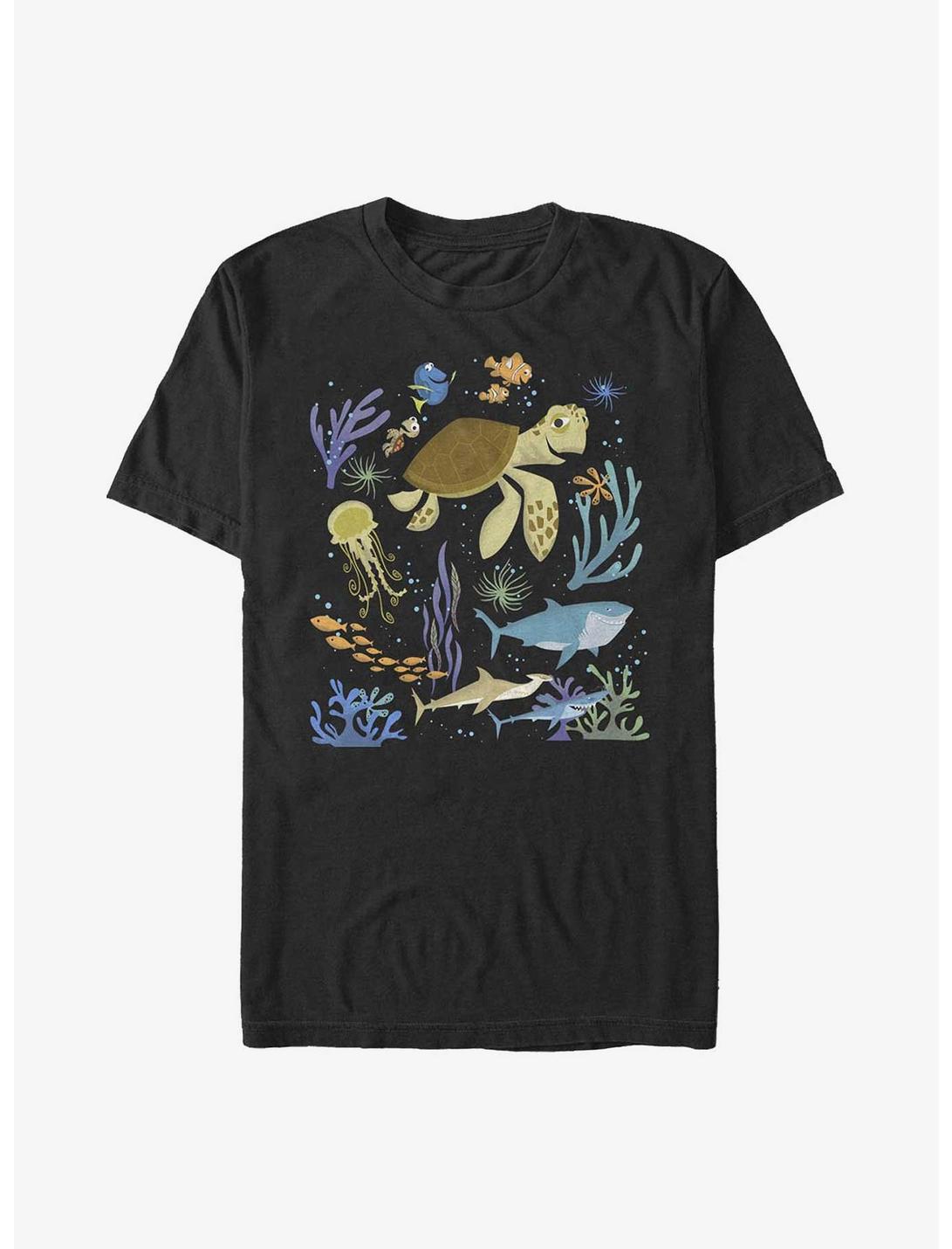 Disney Pixar Finding Nemo Sea Scene Poster T-Shirt, BLACK, hi-res