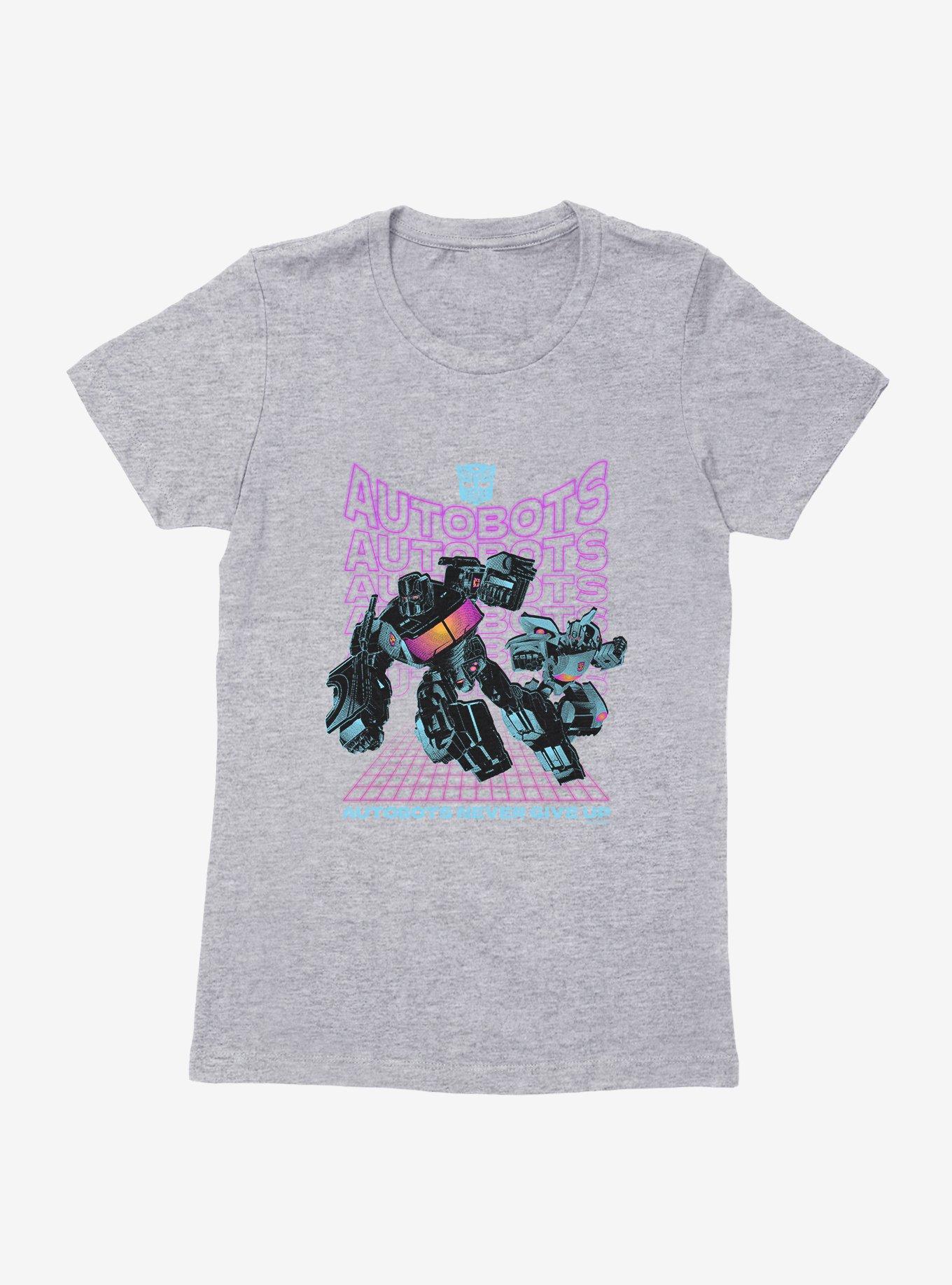 Transformers Autobots Never Give Up Womens T-Shirt, HEATHER GREY, hi-res