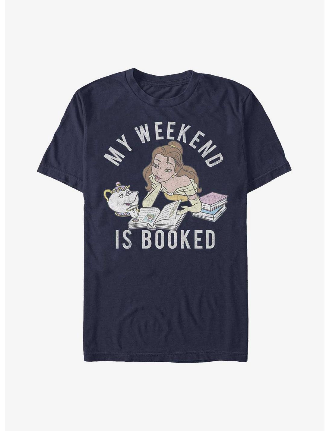 Disney Beauty and the Beast Belle My Weekend Is Booked T-Shirt, NAVY, hi-res