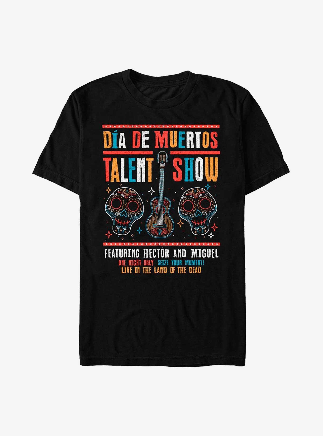 Disney Pixar Coco Dia De Muertos Talent Show Poster T-Shirt, BLACK, hi-res