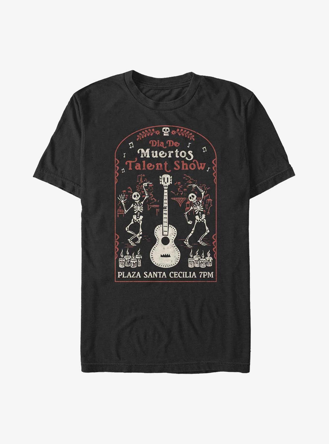 Disney Pixar Coco Dia De Muertos Talent Show Poster T-Shirt, BLACK, hi-res