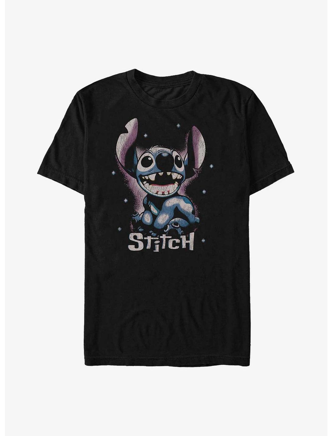 Disney Lilo & Stitch Distressed Stitch T-Shirt, BLACK, hi-res