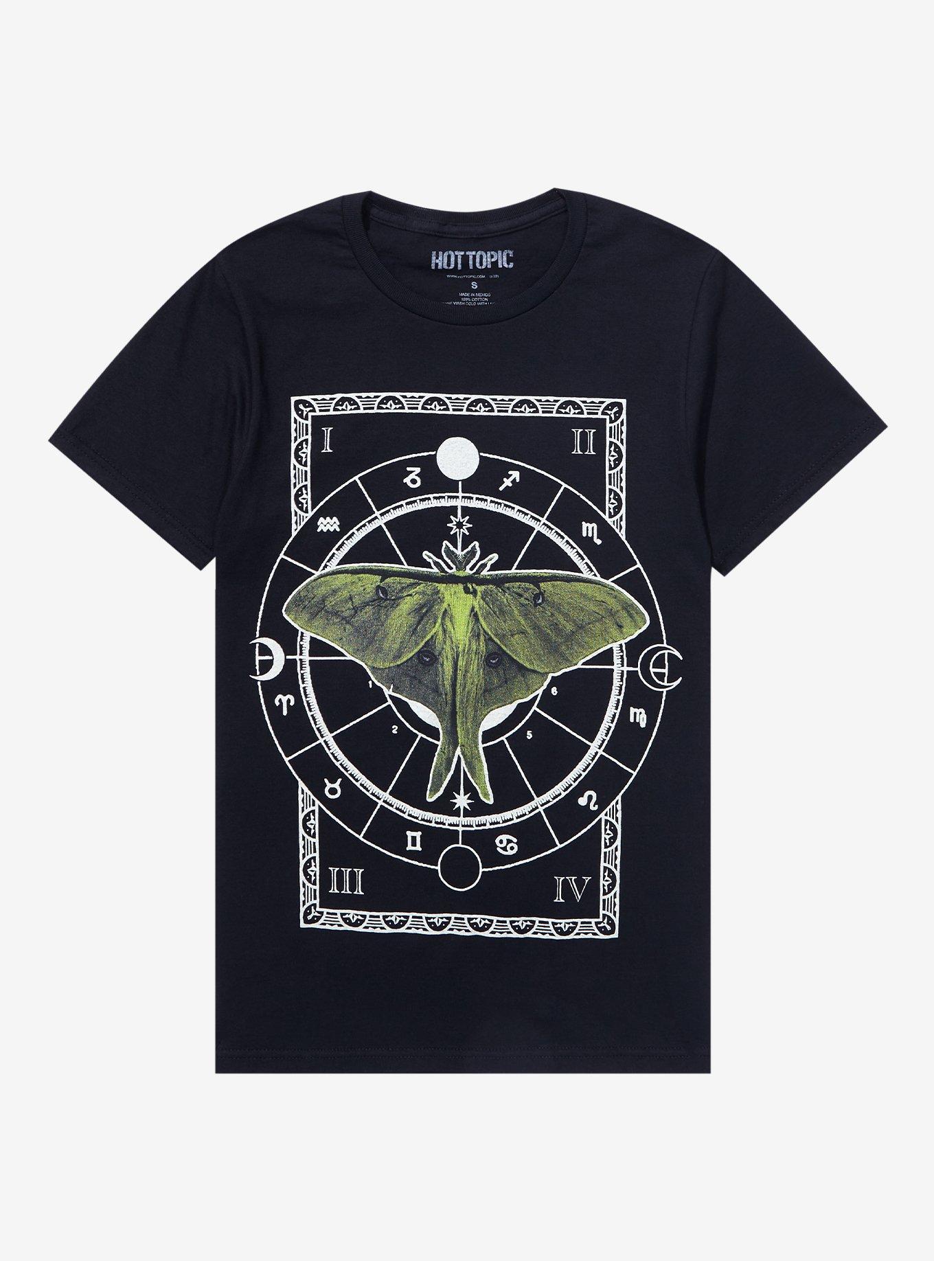 Moth Zodiac Symbols Boyfriend Fit Girls T-Shirt, MULTI, hi-res