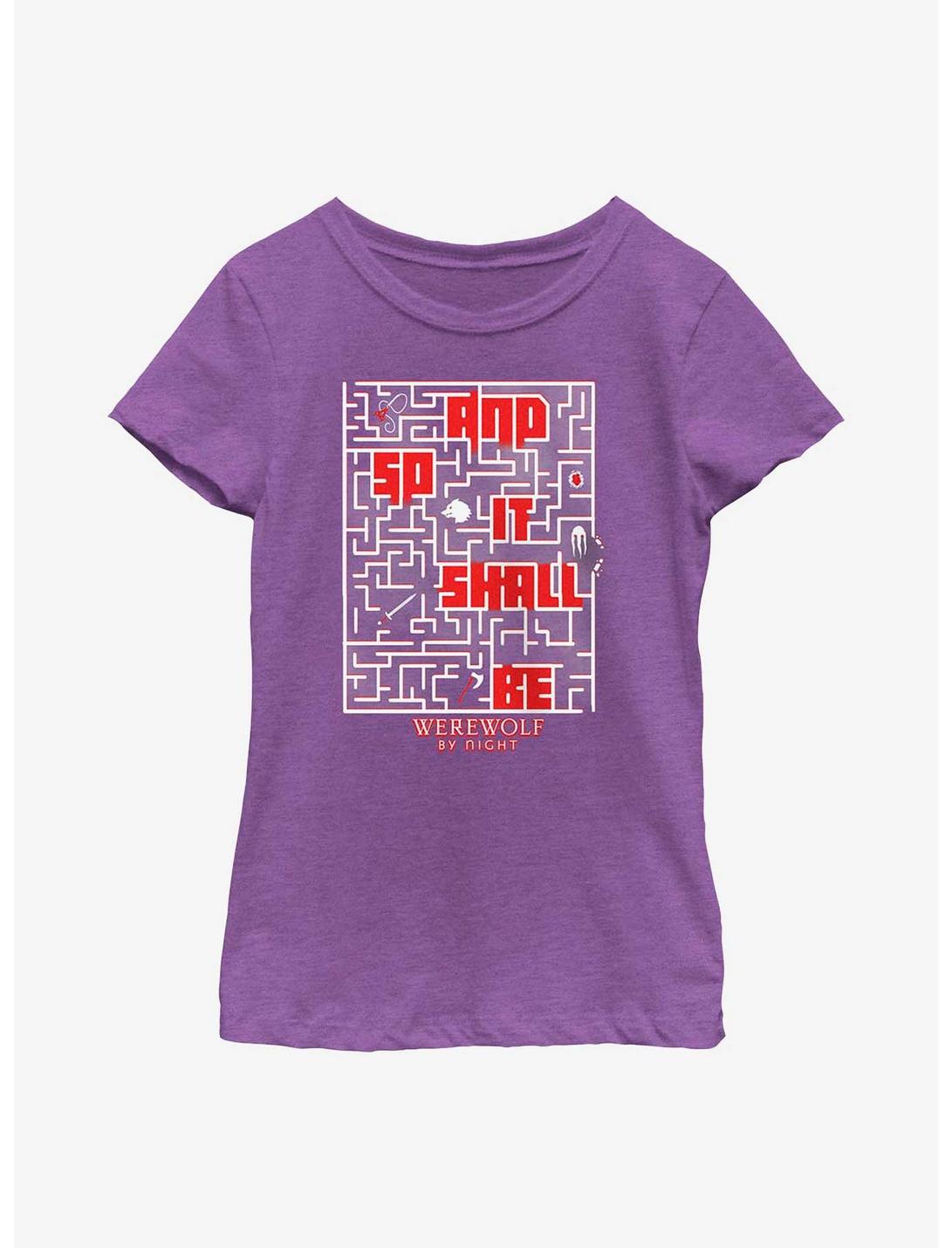 Marvel Studios' Special Presentation: Werewolf By Night And So It Shall Be Maze Youth Girls T-Shirt, PURPLE BERRY, hi-res
