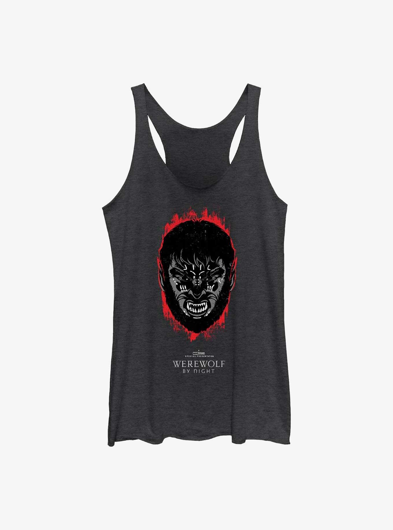 Marvel Studios' Special Presentation: Werewolf By Night Jack Russell Head Womens Tank Top, BLK HTR, hi-res