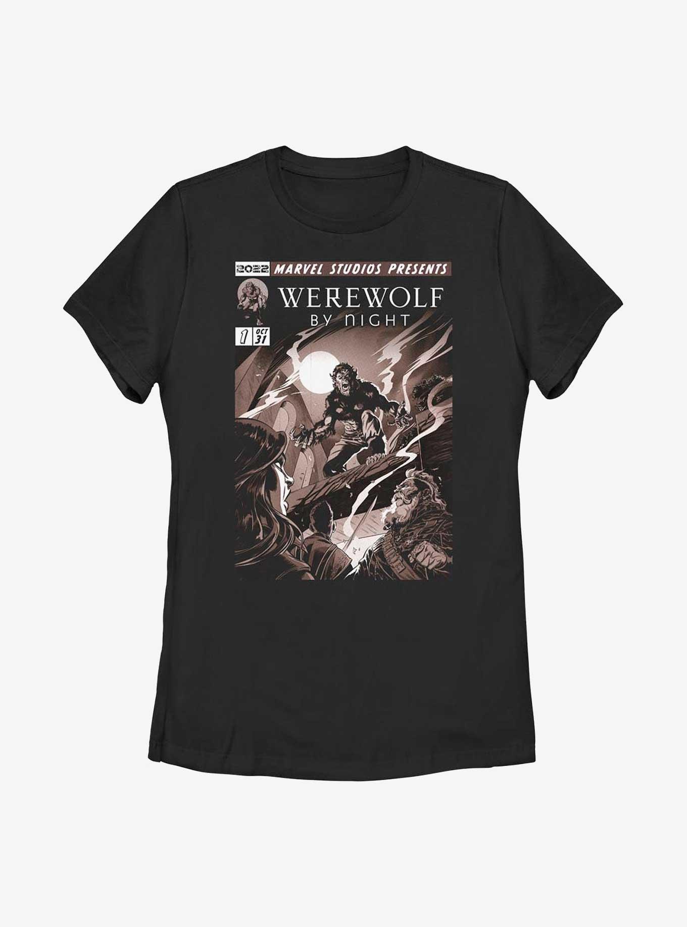 Marvel Studios' Special Presentation: Werewolf By Night Cover Art Womens T-Shirt, BLACK, hi-res