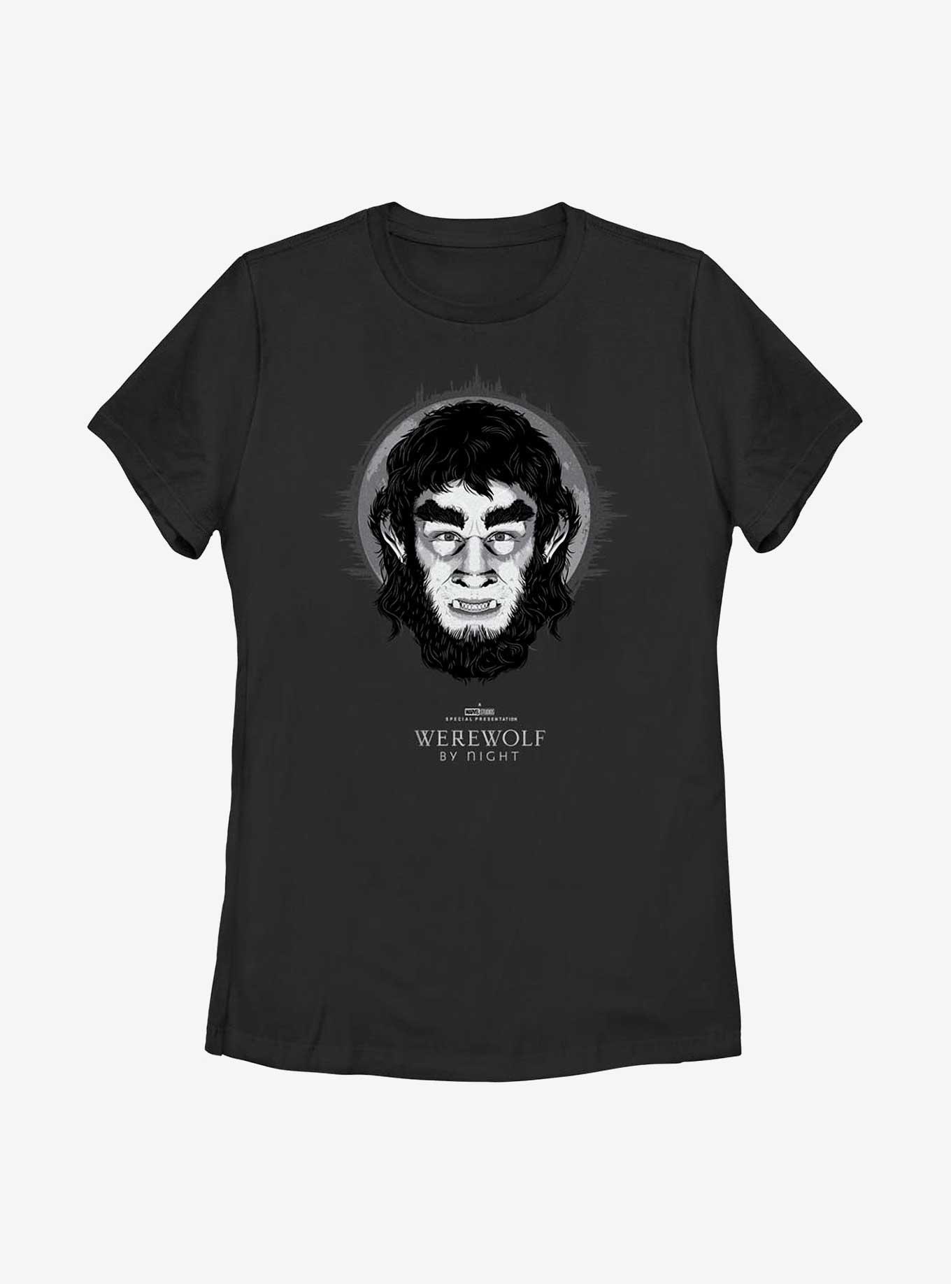 Marvel Studios' Special Presentation: Werewolf By Night Moon Halo Womens T-Shirt, BLACK, hi-res