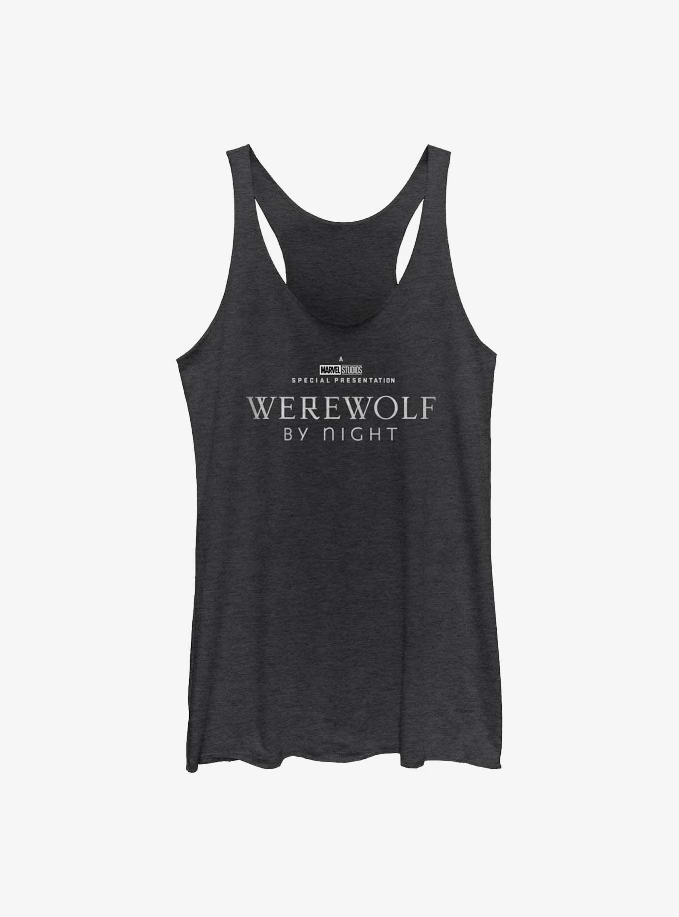 Marvel Studios' Special Presentation: Werewolf By Night Logo Womens Tank Top, BLK HTR, hi-res