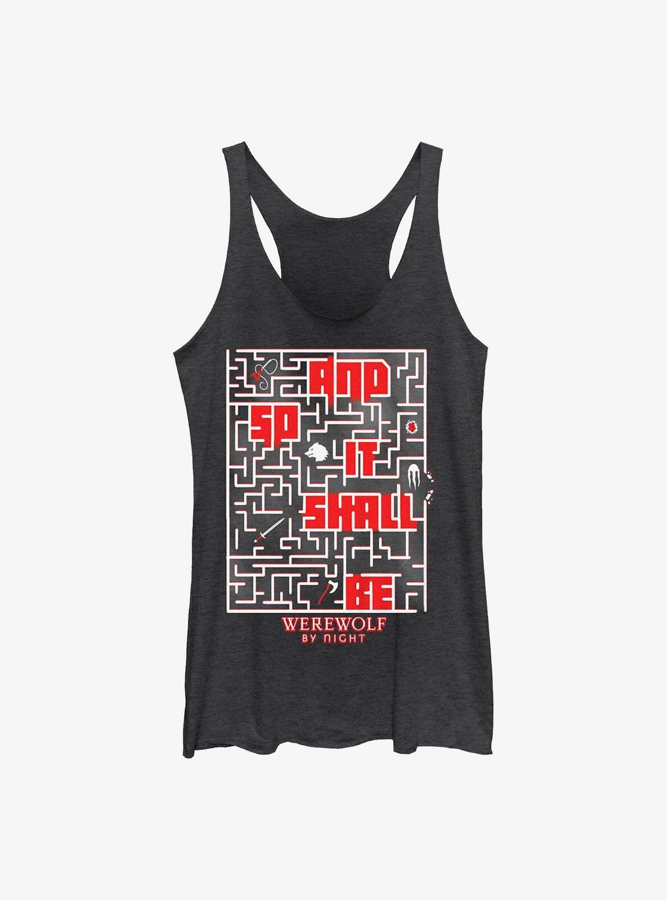 Marvel Studios' Special Presentation: Werewolf By Night And So It Shall Be Maze Womens Tank Top, BLK HTR, hi-res