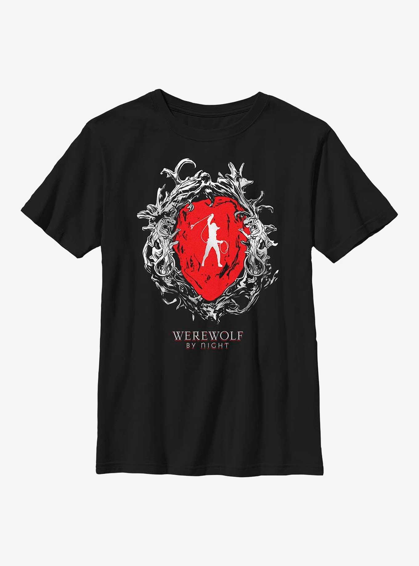 Marvel Studios' Special Presentation: Werewolf By Night Elsa Bloodstone Heart Youth T-Shirt, BLACK, hi-res