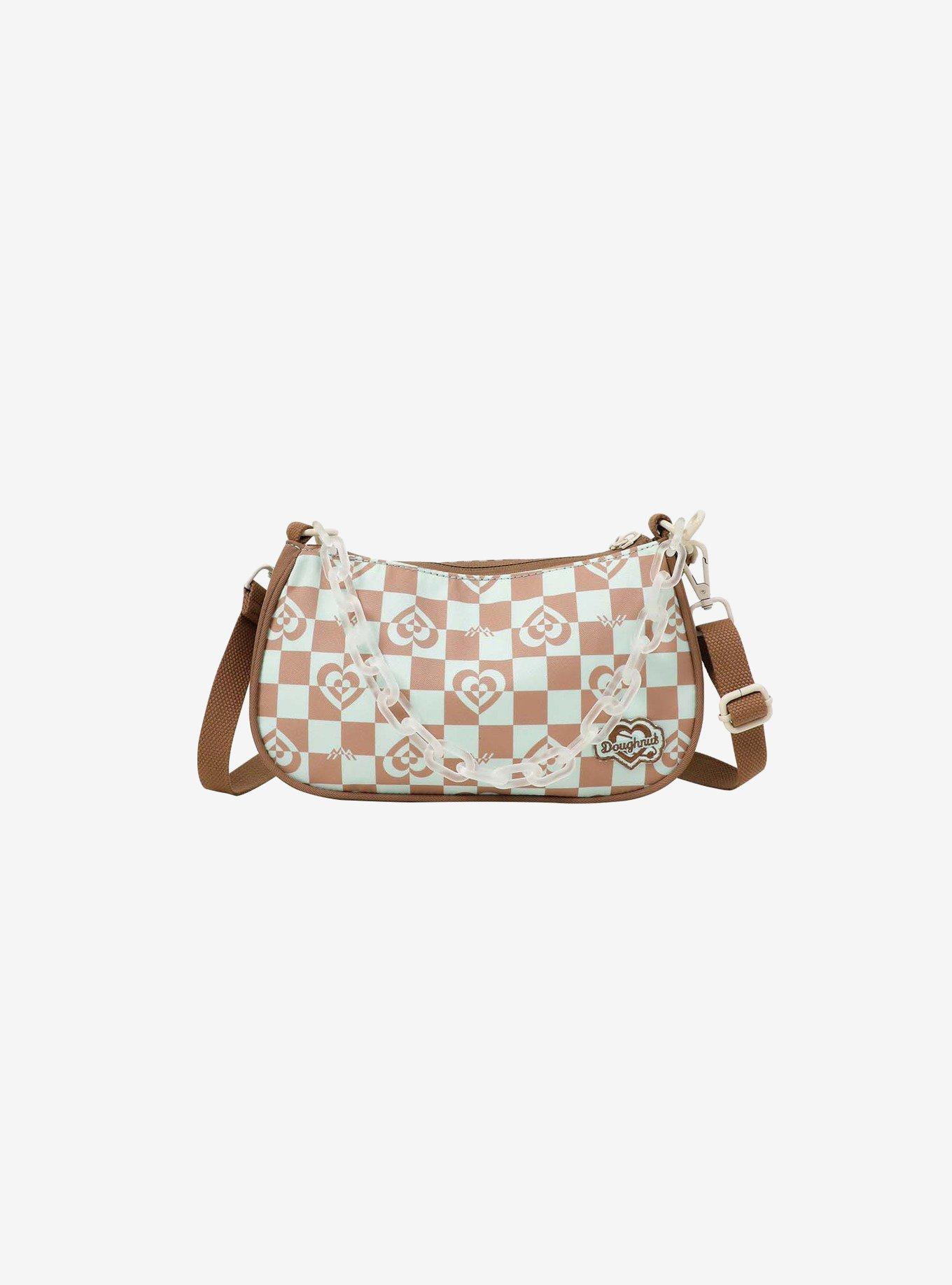Brown Checkered Convertible Bag
