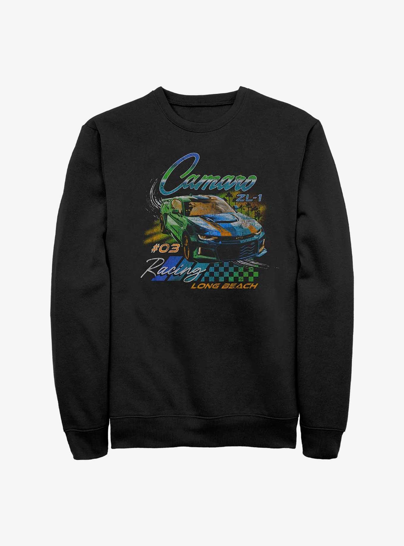 General Motors Camaro Racer Long Beach Sweatshirt, BLACK, hi-res